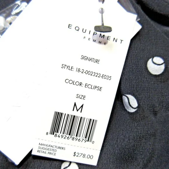 NWT Equipment Signature in Eclipse Tennis Ball Silk Button Down Shirt M - Picture 4 of 6